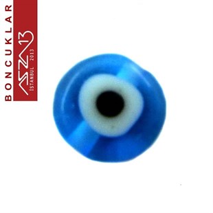 Murano (Mavi Nazar Boncuğu), Şeffaf 6 mm Yassı Yuvarlak Şekilli  Boncuk / Paket İçeriği 20 Adet