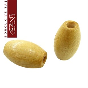 Naturel 17x30 mm, Oval Ahşap Boncuk / Paket İçeriği 5 Adet