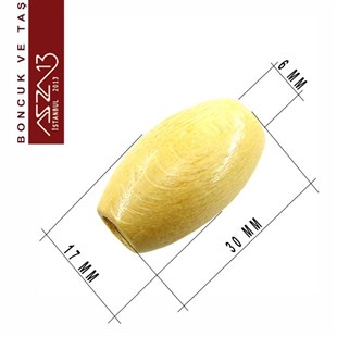Naturel 17x30 mm, Oval Ahşap Boncuk / Paket İçeriği 5 Adet