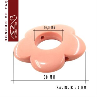 Pembe Akrilik 30 mm Papatya Çerçeve Boncuk / Paket İçeriği 2 Adet
