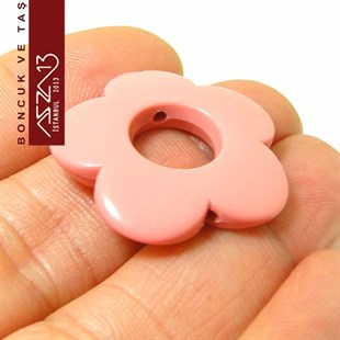 Pembe Akrilik 30 mm Papatya Çerçeve Boncuk / Paket İçeriği 2 Adet