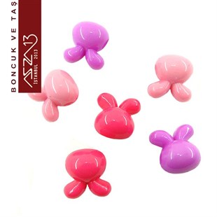 Pembe-Kırmızı-Mor, Akrilik, 16x16 mm Tavşan Boncuk (10 gr) / Paket İçeriği 6 Adet