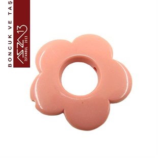 Pembe Akrilik 30 mm Papatya Çerçeve Boncuk / Paket İçeriği 2 Adet