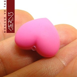 Pembe Silikon 19x20 mm Kalp Boncuk / Paket İçeriği 1 Adet