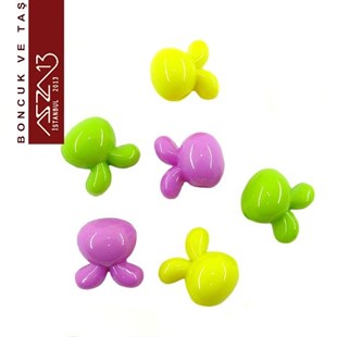 Sarı-Yeşil-Mor, Akrilik, 16x16 mm Tavşan Boncuk (10 gr) / Paket İçeriği 6 Adet
