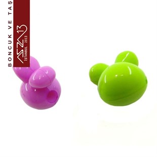Sarı-Yeşil-Mor, Akrilik, 16x16 mm Tavşan Boncuk (10 gr) / Paket İçeriği 6 Adet