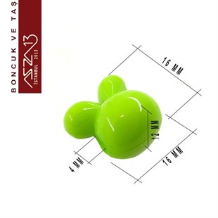 Sarı-Yeşil-Mor, Akrilik, 16x16 mm Tavşan Boncuk (10 gr) / Paket İçeriği 6 Adet