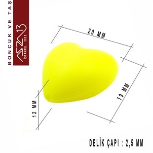 Sarı Silikon 19x20 mm Kalp Boncuk / Paket İçeriği 1 Adet