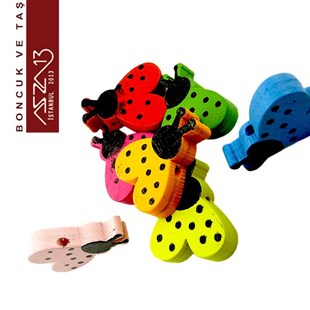 Uğur Böceği 17x20 mm, Ahşap Boncuk (3,0 Gr) / Paket İçeriği 6 Adet