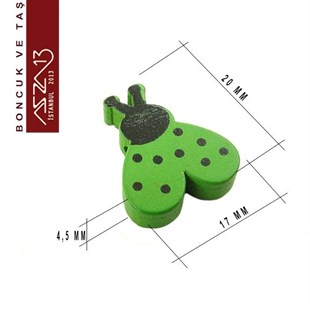Uğur Böceği 17x20 mm, Karışık Renk Ahşap Boncuk (17,0 Gr) / Paket İçeriği 34 Adet