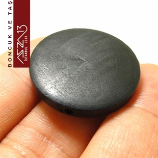 Yassı Yuvarlak 30/5 mm, Siyah Ahşap Boncuk (7,4 Gr) / Paket İçeriği 3 Adet