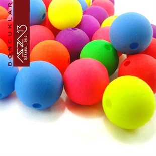 Yuvarlak 10 mm, Neon Karışık Renkli Boncuk (20,0 Gr) / Paket İçeriği 40 Adet