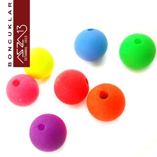 Yuvarlak 10 mm, Neon Karışık Renkli Boncuk (20,0 Gr) / Paket İçeriği 40 Adet