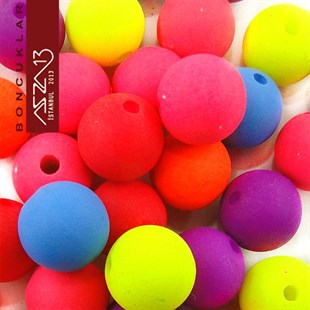 Yuvarlak 10 mm, Neon Karışık Renkli Boncuk (20,0 Gr) / Paket İçeriği 40 Adet