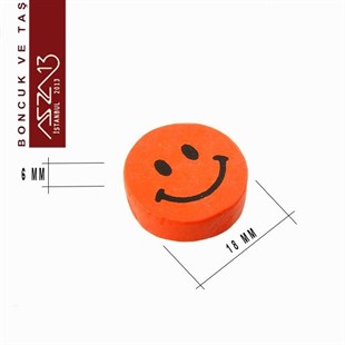 Yuvarlak 18 mm, Gülen Yüz Desenli Ahşap Boncuk (4,6 Gr) / Paket İçeriği 4 Adet