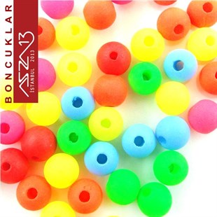 Yuvarlak 8 mm, Neon Karışık Renkli Boncuk (20,0 Gr) / Paket İçeriği 85 Adet
