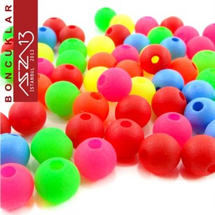 Yuvarlak 6 mm, Neon Karışık Renkli Boncuk (20,0 Gr) / Paket İçeriği 205 Adet