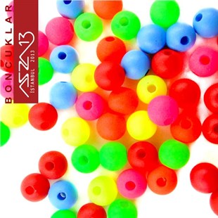 Yuvarlak 6 mm, Neon Karışık Renkli Boncuk (20,0 Gr) / Paket İçeriği 205 Adet
