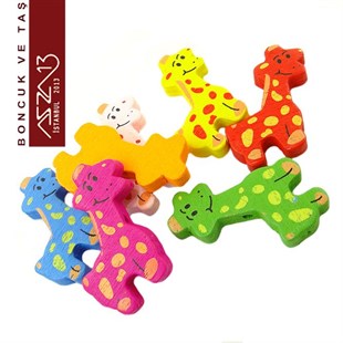 Zürafa 20x36 mm, Ahşap Boncuk (3,2 Gr) / Paket İçeriği 3 Adet