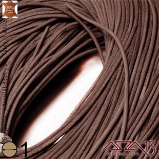 Gerçek Deri - 1 mm - Naturel Kahve - Düz Yüzey - Yuvarlak Kesit - Kordon / 1 Metre