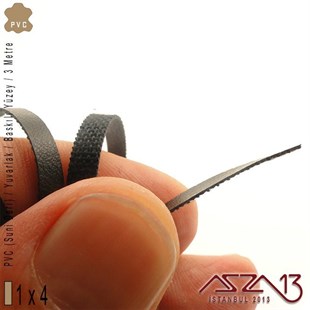 Yapay Deri - 1x4 mm - Siyah - Düz Yüzey - Dikdörtgen Kesit - Yassı Kordon / 3 Metre
