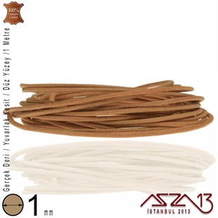Gerçek Deri - 1 mm - Taba - Düz Yüzey - Yuvarlak Kesit - Kordon / 1 Metre