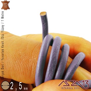 Gerçek Deri - 2,5 mm - Lavanta - Yuvarlak Kesit - Kordon  / 1 Metre