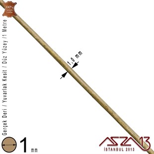 Gerçek Deri - 1 mm - Bej - Düz Yüzey - Yuvarlak Kesit - Kordon / 1 Metre