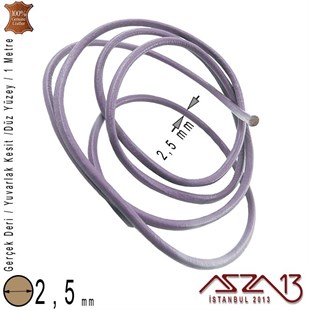 Gerçek Deri - 2,5 mm - Lavanta - Yuvarlak Kesit - Kordon  / 1 Metre