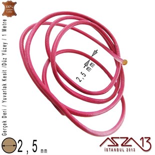 Gerçek Deri - 2,5 mm - Fuşya - Yuvarlak Kesit - Kordon  / 1 Metre