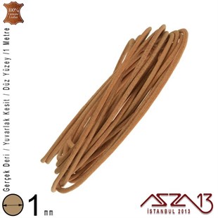 Gerçek Deri - 1 mm - Taba - Düz Yüzey - Yuvarlak Kesit - Kordon / 1 Metre