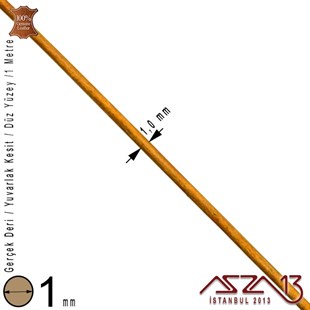 Gerçek Deri - 1 mm - Taba - Düz Yüzey - Yuvarlak Kesit - Kordon / 1 Metre