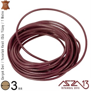 Gerçek Deri 3,00 mm Bordo Kordon / Paket İçeriği 1 m