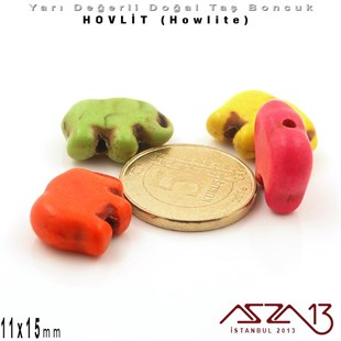 11x15 mm - Fil - Düz Yüzey - Hovlit (Howlite) Boncuk / 3 Adet