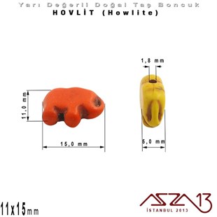 11x15 mm - Fil - Düz Yüzey - Hovlit (Howlite) Boncuk / 3 Adet