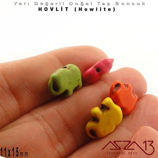 11x15 mm - Fil - Düz Yüzey - Hovlit (Howlite) Boncuk / 3 Adet