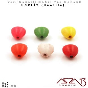 8x8mm - Kalp - Düz Yüzey - Hovlit (Howlite) Boncuk / 3 Adet
