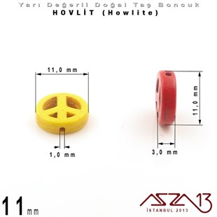 11 mm - Özgürlük İşareti - Düz Yüzey - Hovlit (Howlite) Boncuk / 3 Adet