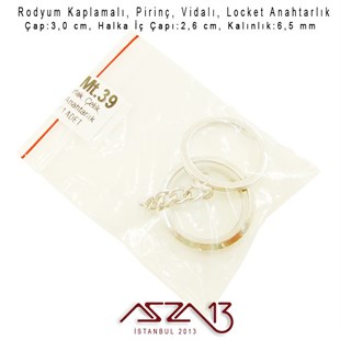 30 mm Yuvarlak, Rodyum, Vidalı Loket Anahtarlık