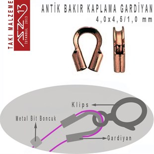 Antik Bakır Kaplama, 4x4,5 mm (0.21) Gardiyan / Paket İçeriği 10 Adet