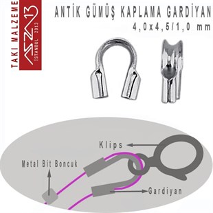 Antik Gümüş Kaplama, 4x4,5 mm (0.21) Gardiyan / Paket İçeriği 10 Adet