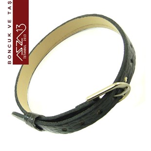 Gerçek Deri 1,5x8 mm / 22,5 cm Siyah Klipsli Bileklik Kayışı