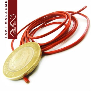 Gerçek Deri 1,50 mm Kırmızı Kordon / Paket İçeriği 1 m