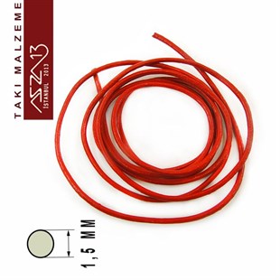 Gerçek Deri 1,50 mm Kırmızı Kordon / Paket İçeriği 1 m