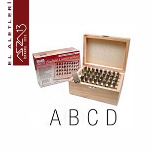 Ahşap Kutulu Metal Damga 1,5 mm Gotik Büyük Harf ve Rakam Seti
