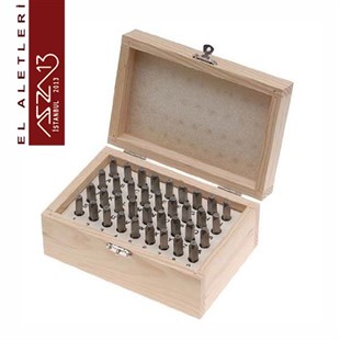Ahşap Kutulu Metal Damga 1,5 mm Gotik Büyük Harf ve Rakam Seti