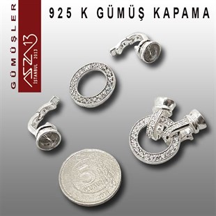 925 K Gümüş 30x15x6,5/5,5 mm Zirkon Taşlı Klipsli Kapsül Kapama / Paket İçeriği 1 Adet