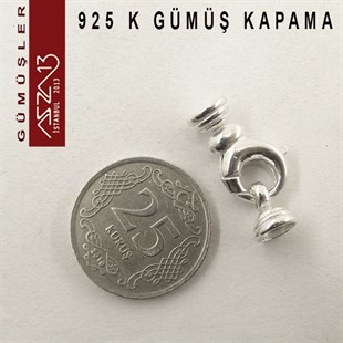 925 K Gümüş 24x6/5 mm Klipsli Kapsül Kapama / Paket İçeriği 1 Adet