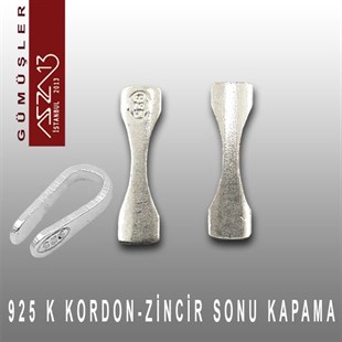 925 K Gümüş 17 mm Zincir-Kordon Sonu / Paket İçeriği 2 Adet