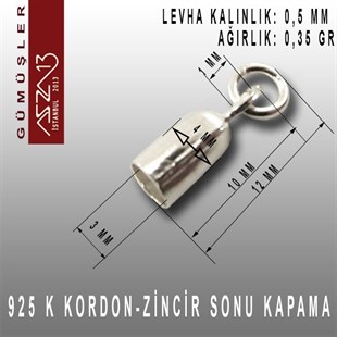 925 K Gümüş 12x4/3 mm Kapsül / Paket İçeriği 2 Adet